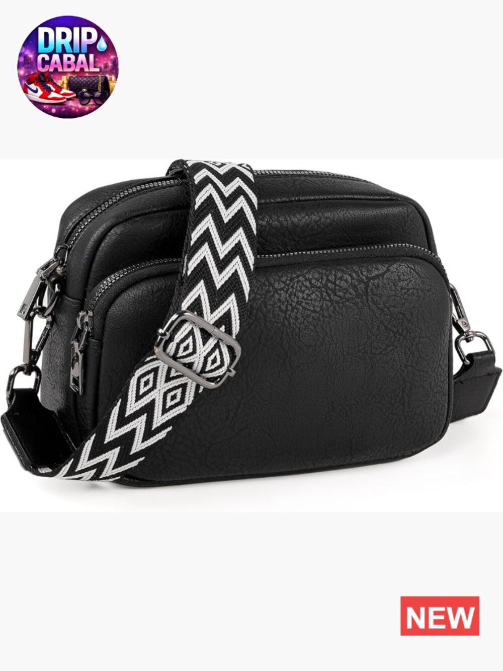 Vegan Leather Crossbody Bag with Wide Adjustable Strap